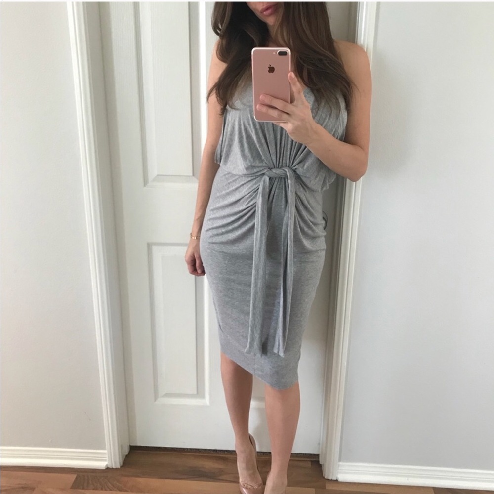SOLD❌ REPOSH// Gray Front Tie Dress - Picture 2 of 4